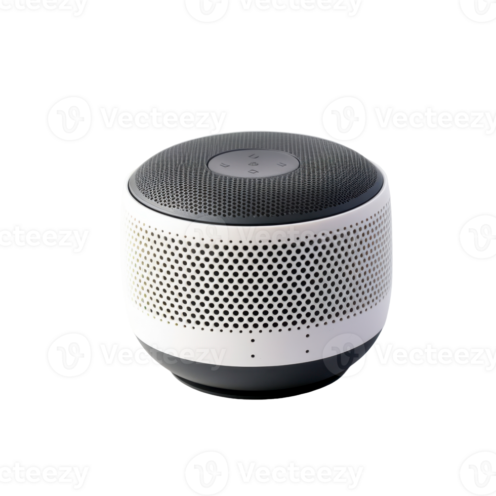 white speaker with a black base isolated on transparent background png