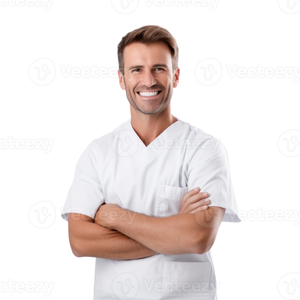 Happy smile face doctor isolated on transparent background png
