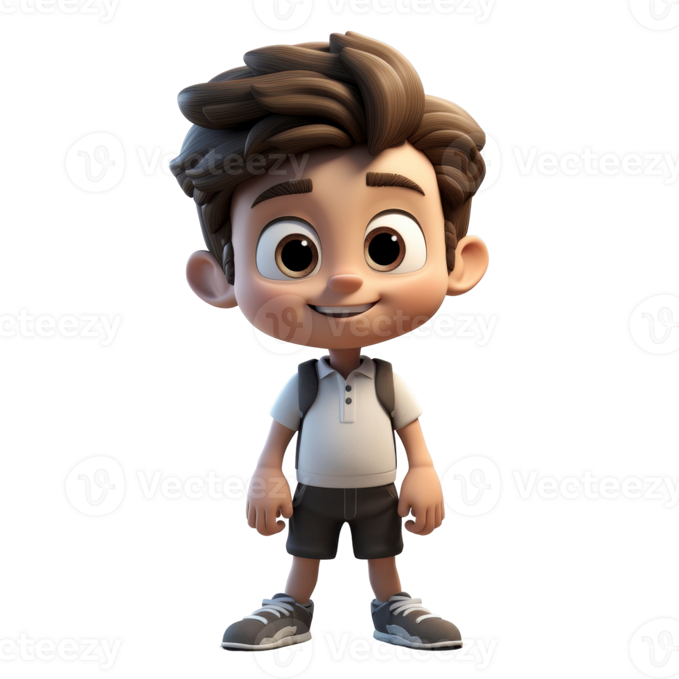 A cartoon boy is standing with his hands on his hips. isolated on transparent background png