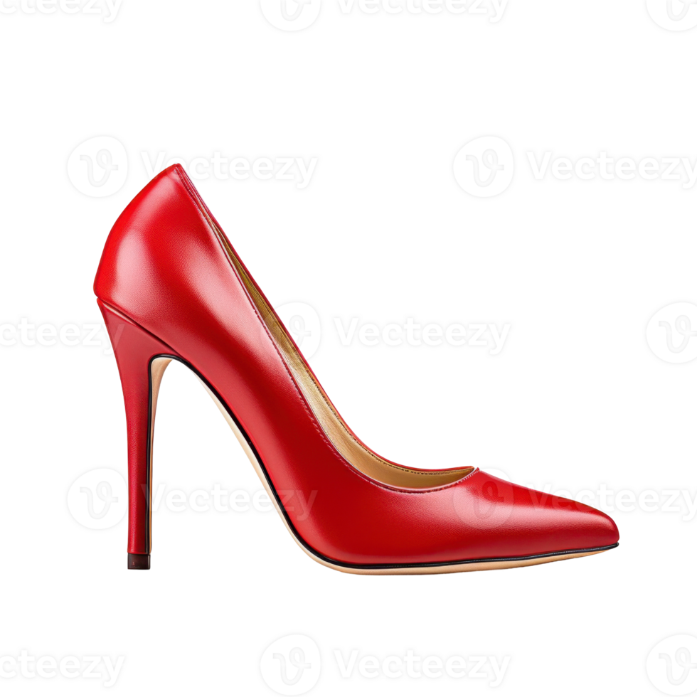 A red high heel shoe with a pointed toe. isolated on transparent background png