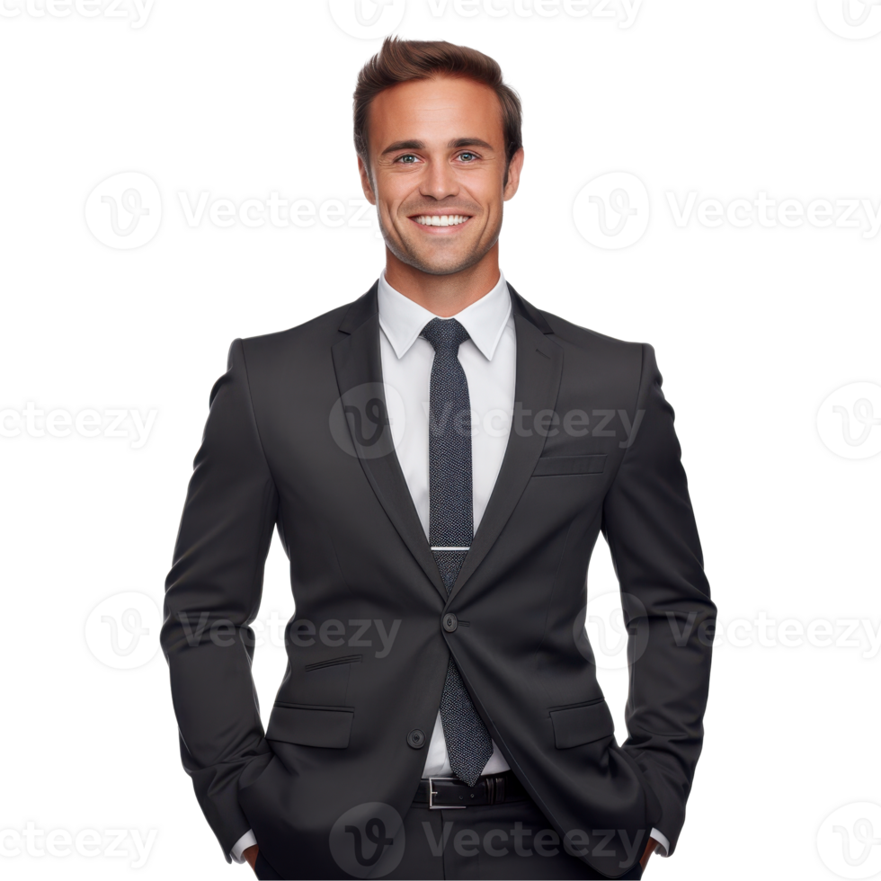 Man wearing suit and tie. isolated on transparent background png