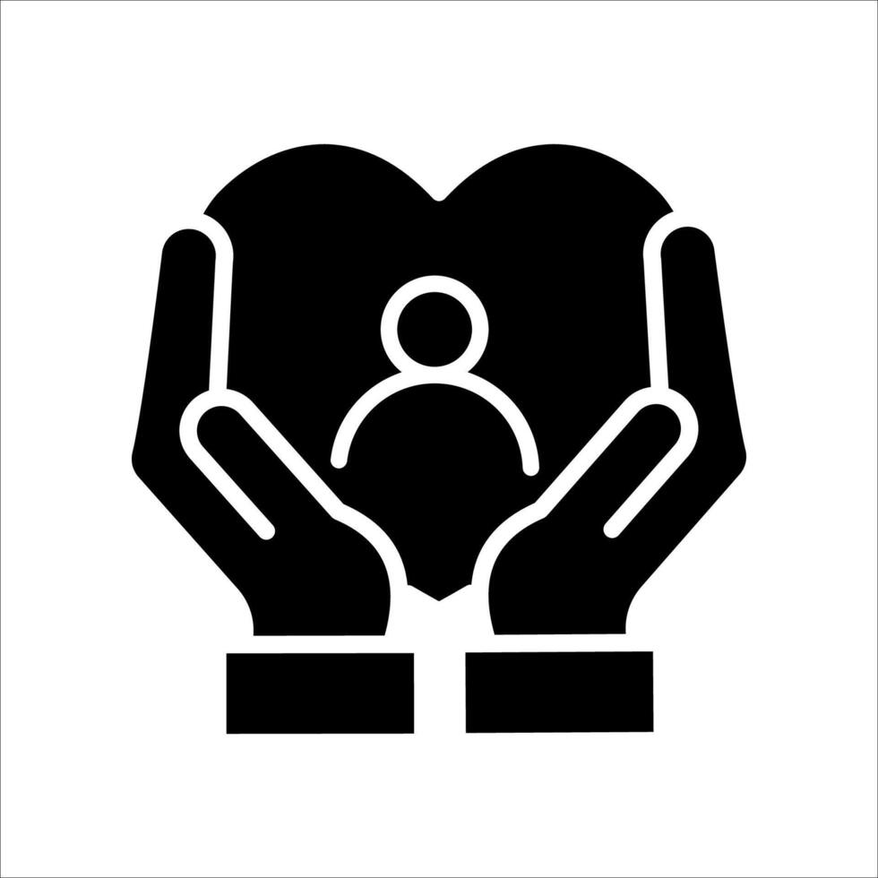 Hands Hugging Heart icon..Symbol isolated white background. illustration. color editable. vector