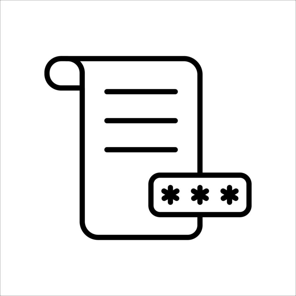 Document password icon.Symbol isolated white background. illustration. color editable. vector