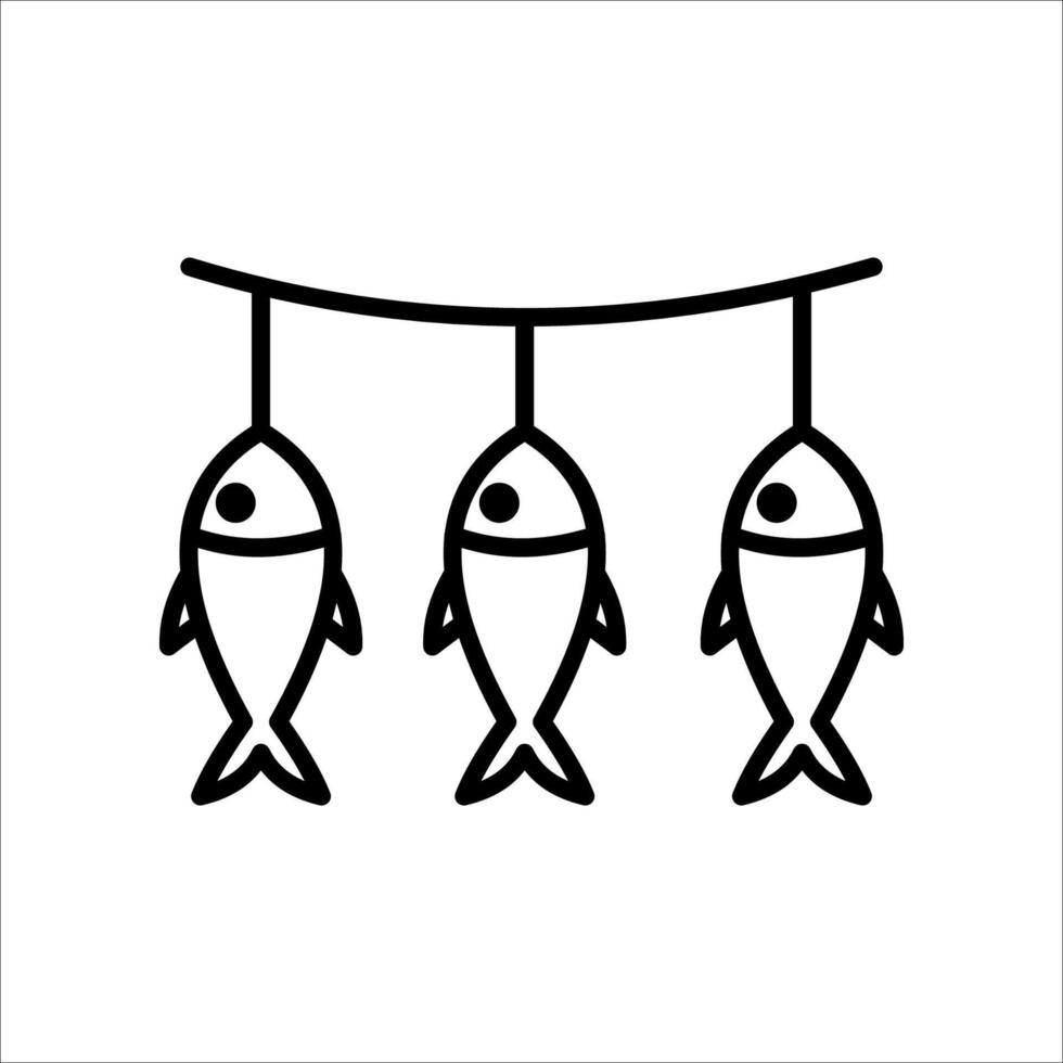 Dried fish .icon.Symbol isolated white background. illustration. color editable. vector