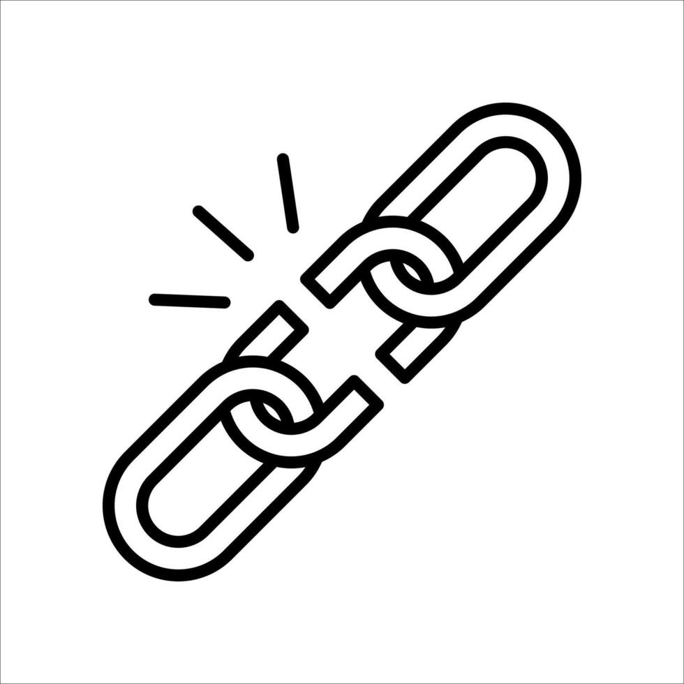 Broken link, icon.Symbol isolated white background. illustration. color editable. vector