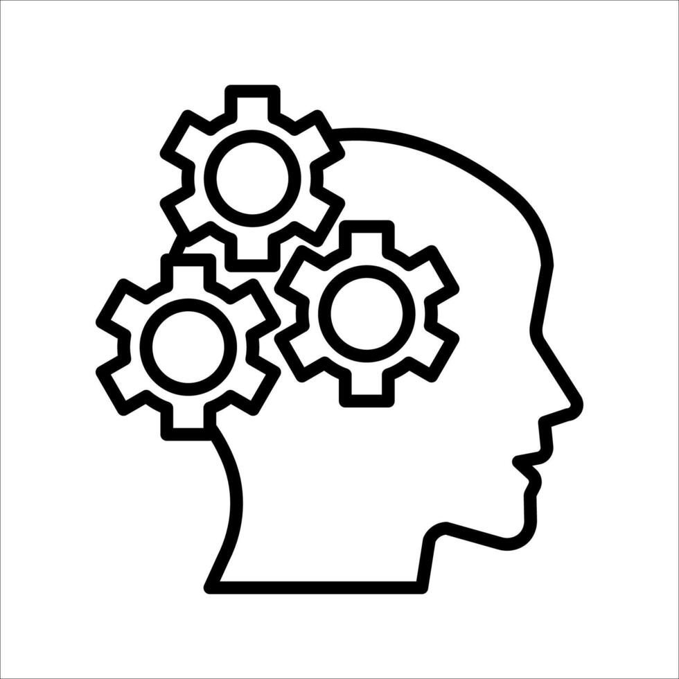 Human head with gear Icon. Symbol isolated white background. illustration. color editable. vector
