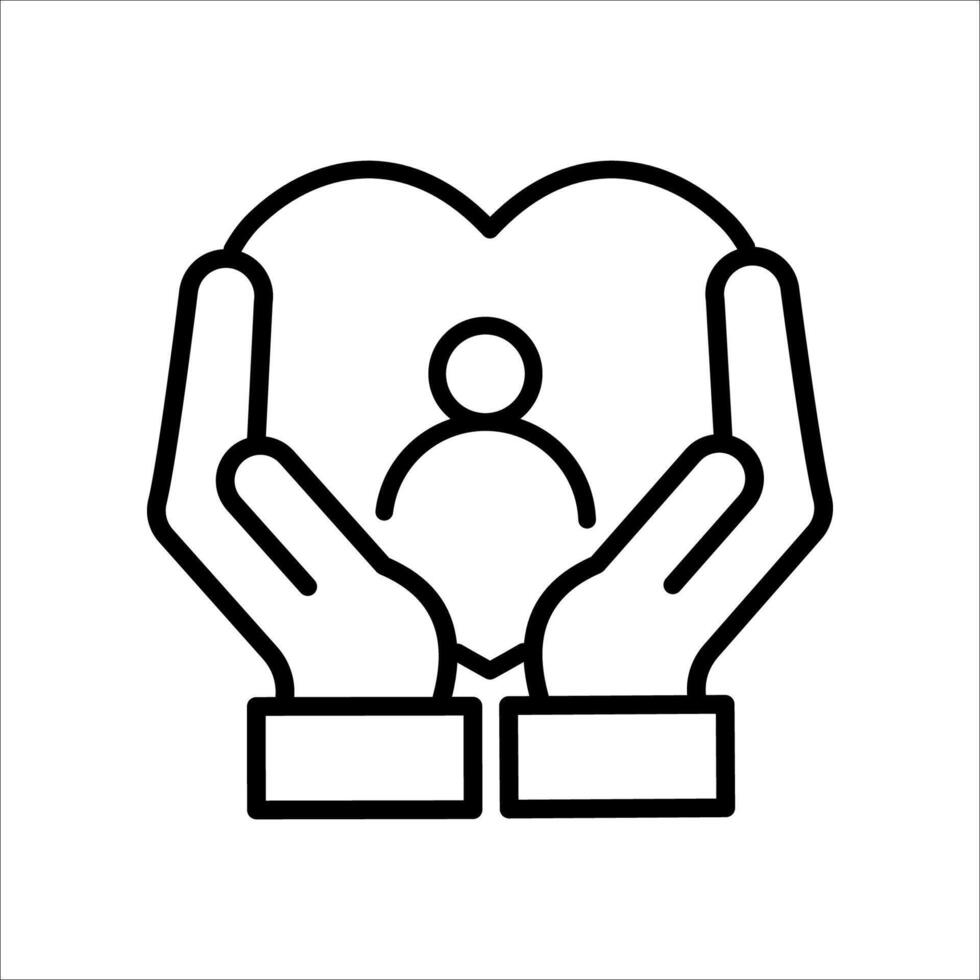 Hands Hugging Heart icon.Symbol isolated white background. illustration. color editable. vector