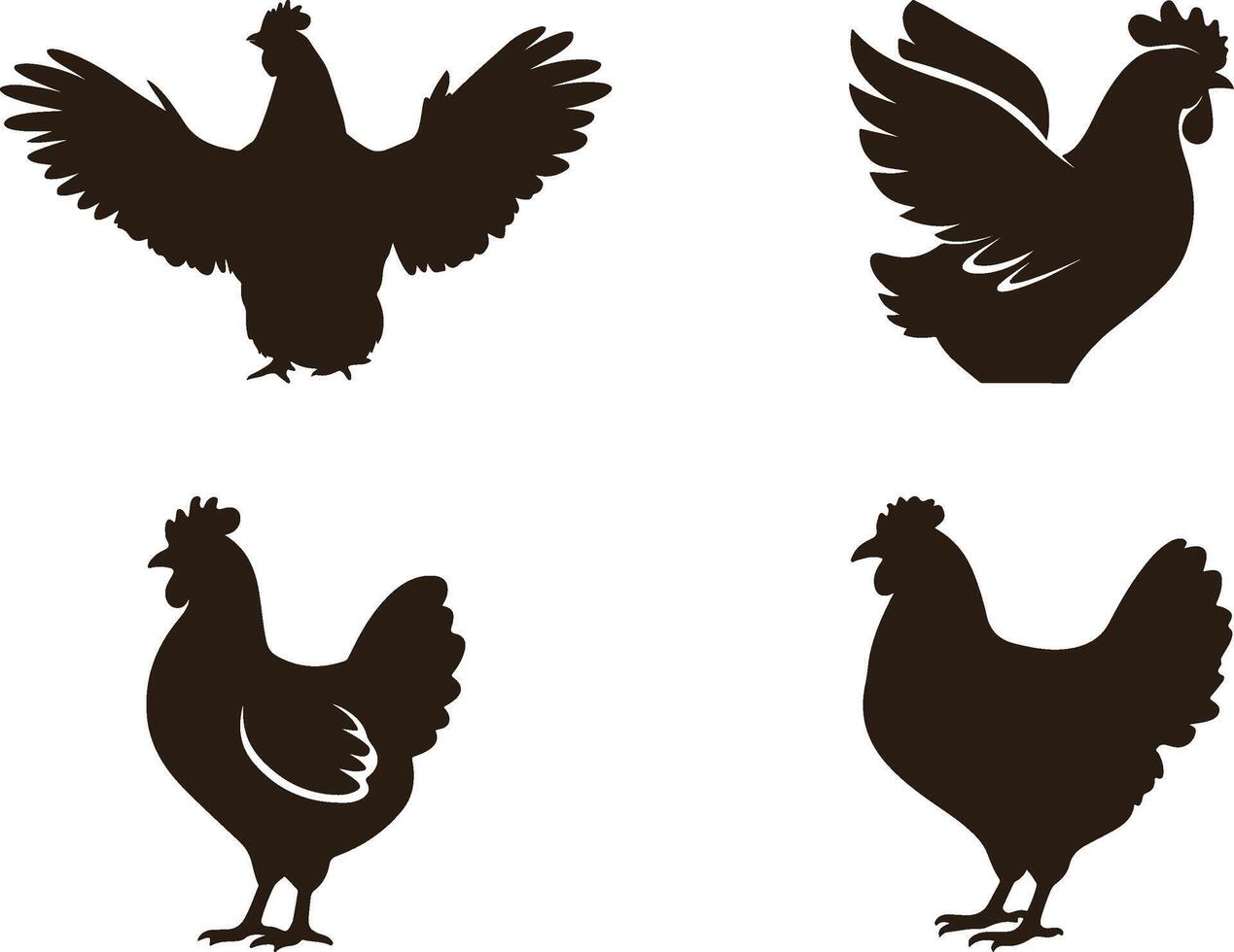 Chicken silhouette Set Illustration On White Background vector