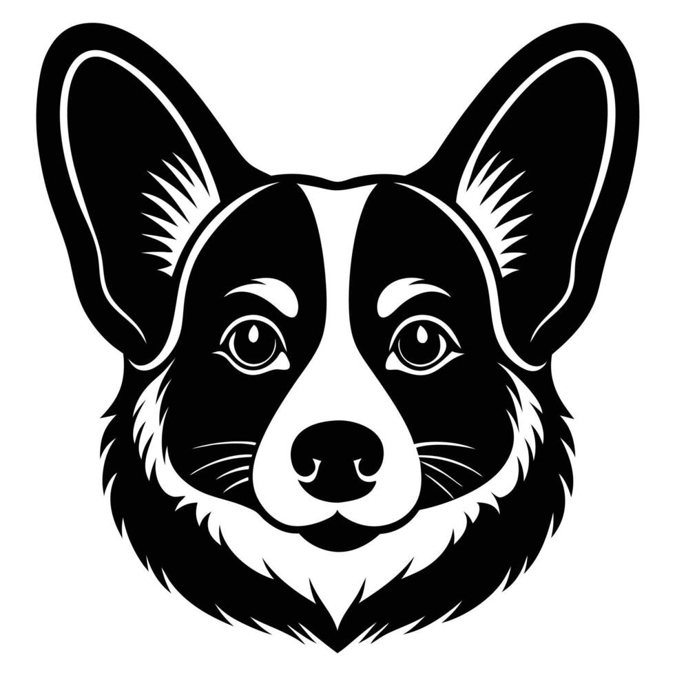 A black and white image of a dog's head vector
