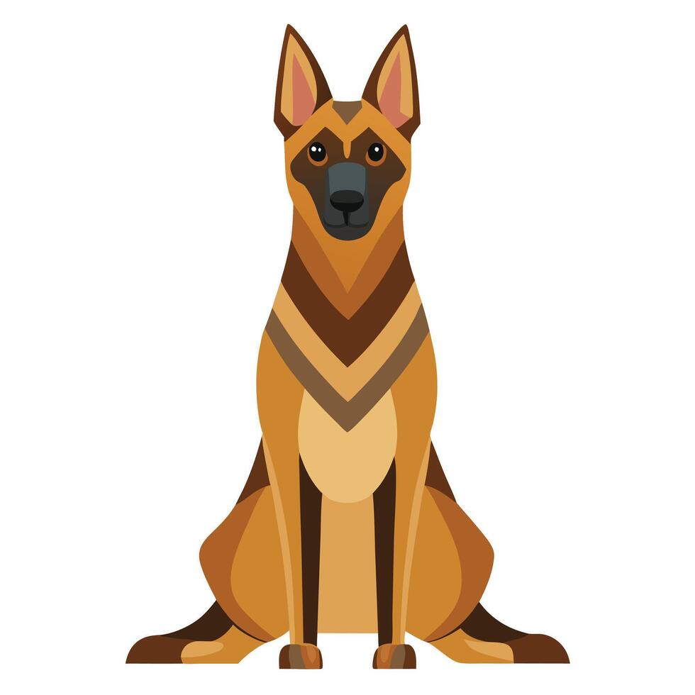 A german shepherd dog sitting down on a white background vector