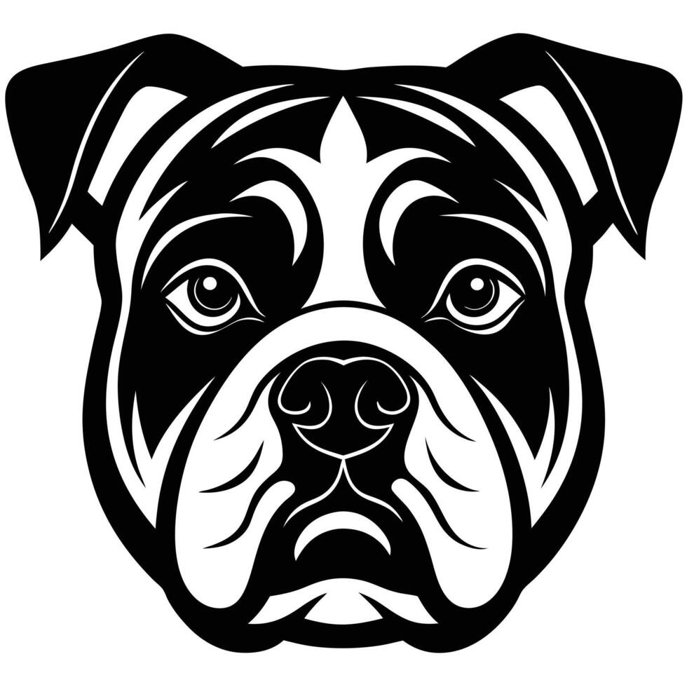 A black and white dog head with a large nose vector