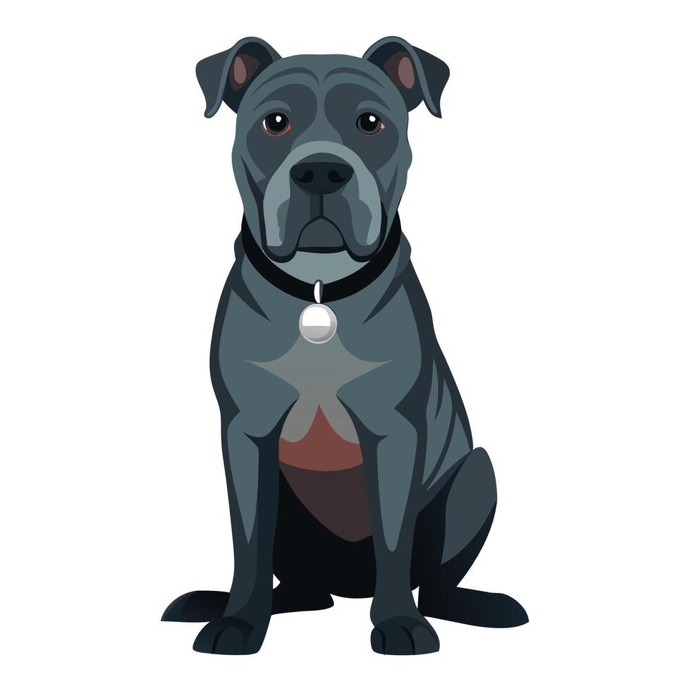 A cartoon dog with a collar on its neck vector