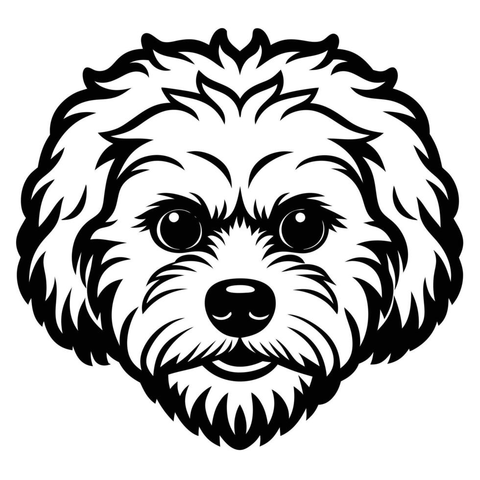 A black and white dog head with a big nose vector