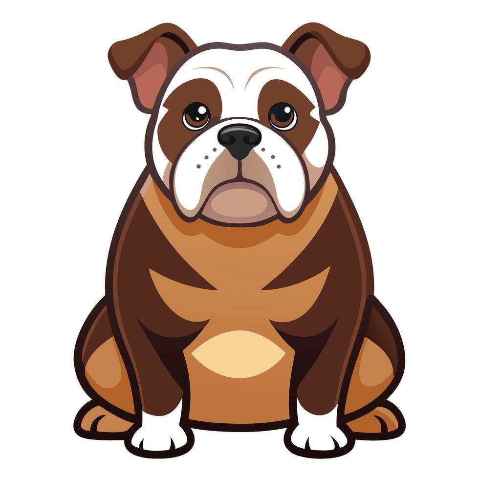 An illustration of a bulldog sitting down vector