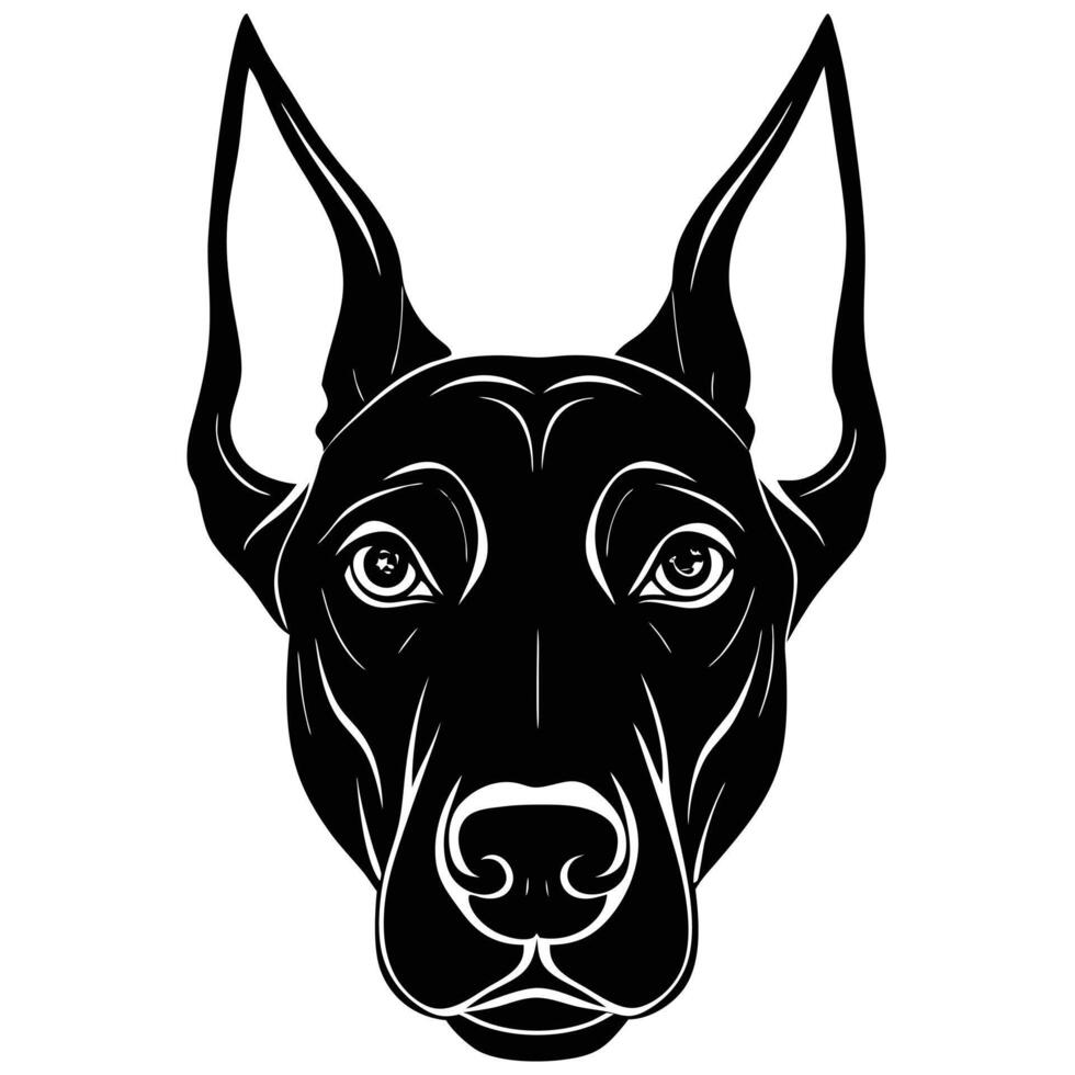 A black and white dog head on a white background vector