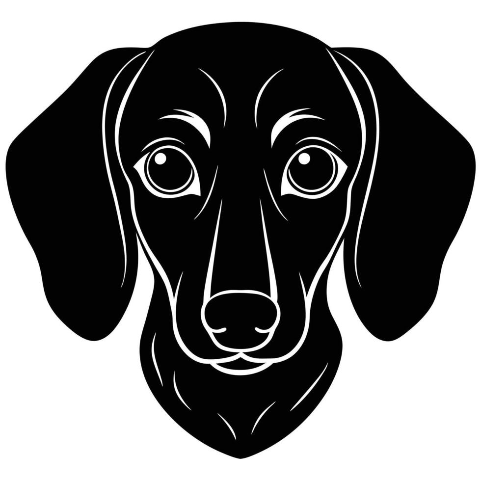 A black and white illustration of a dachshund dog vector