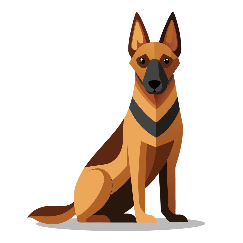 A german shepherd dog sitting down on a white background vector