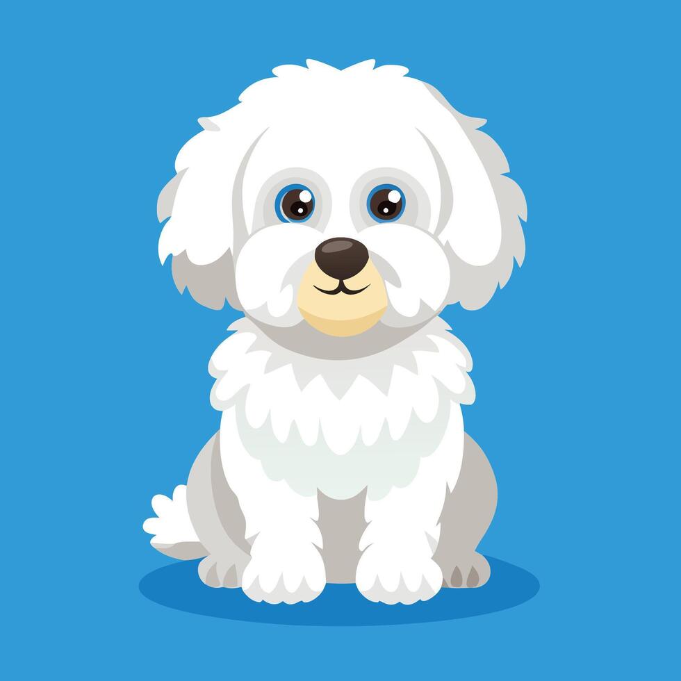 A cartoon white dog sitting on a blue background vector