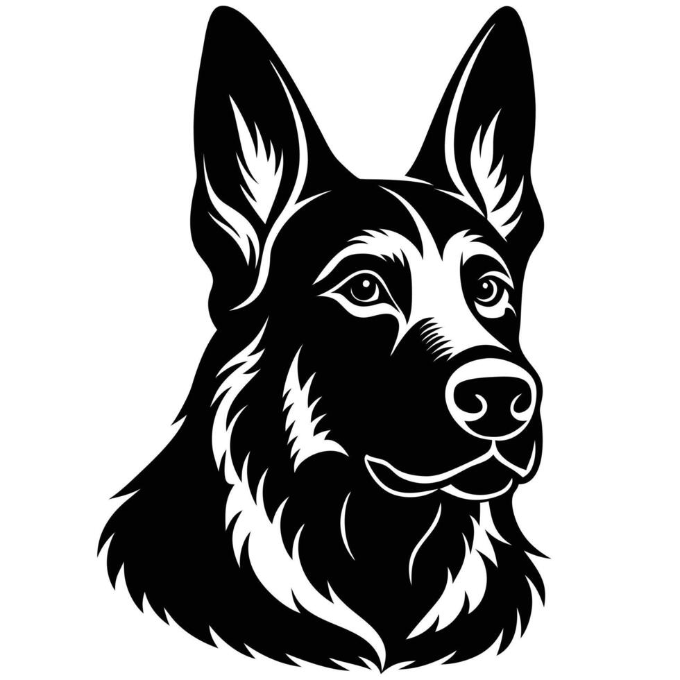 A black and white german shepherd dog head vector