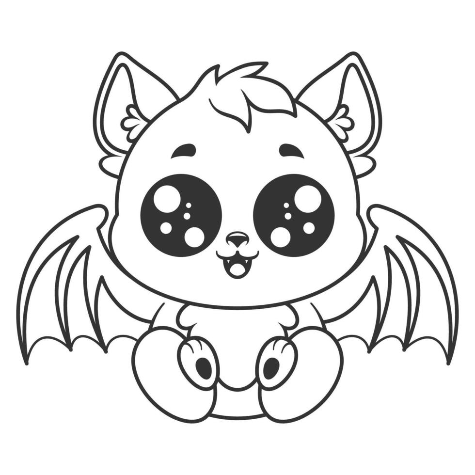 The bat feels happy and smiles, for coloring vector