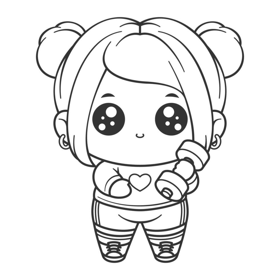 Children are exercising at the gym, for coloring vector