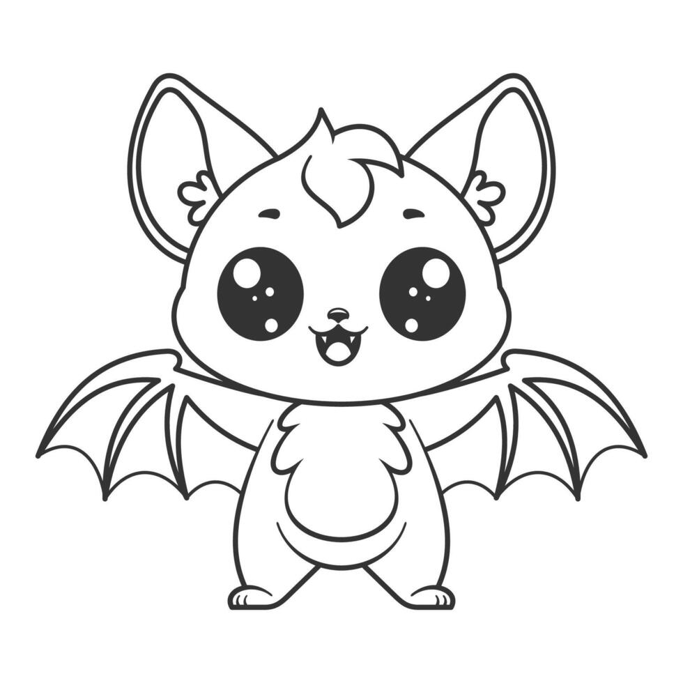 Cute bat standing and smiling, for coloring vector