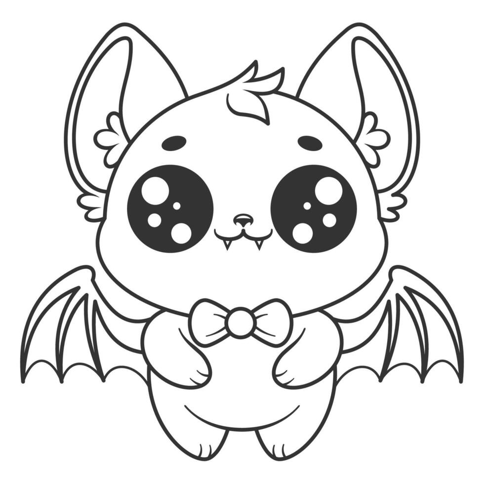 Bat standing and wearing bow tie, for coloring vector