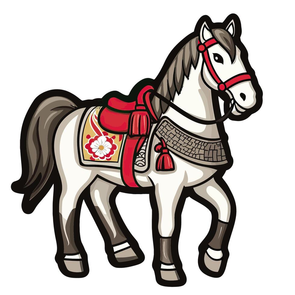 Regal Horse With Ornate Saddle Decor vector