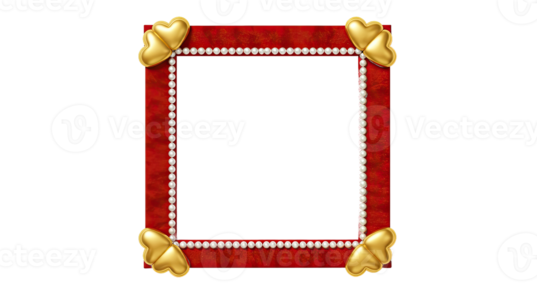 A red frame with gold trim and a gold heart png