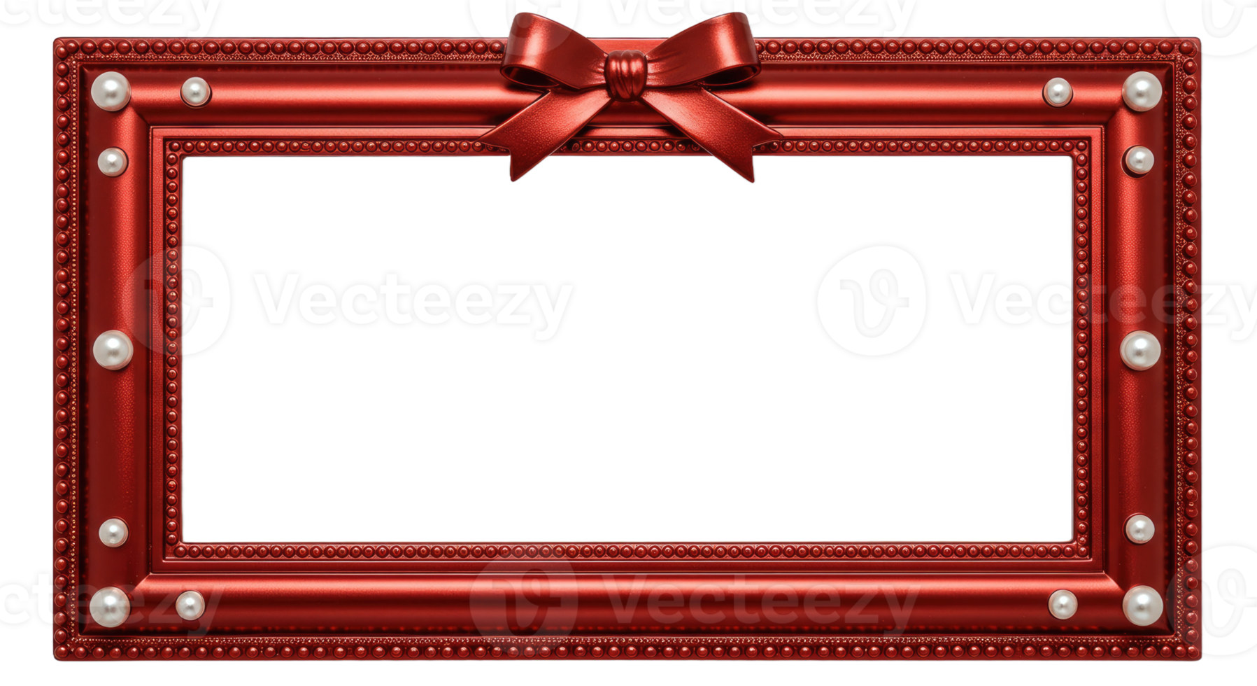 A red frame with a bow and pearls png