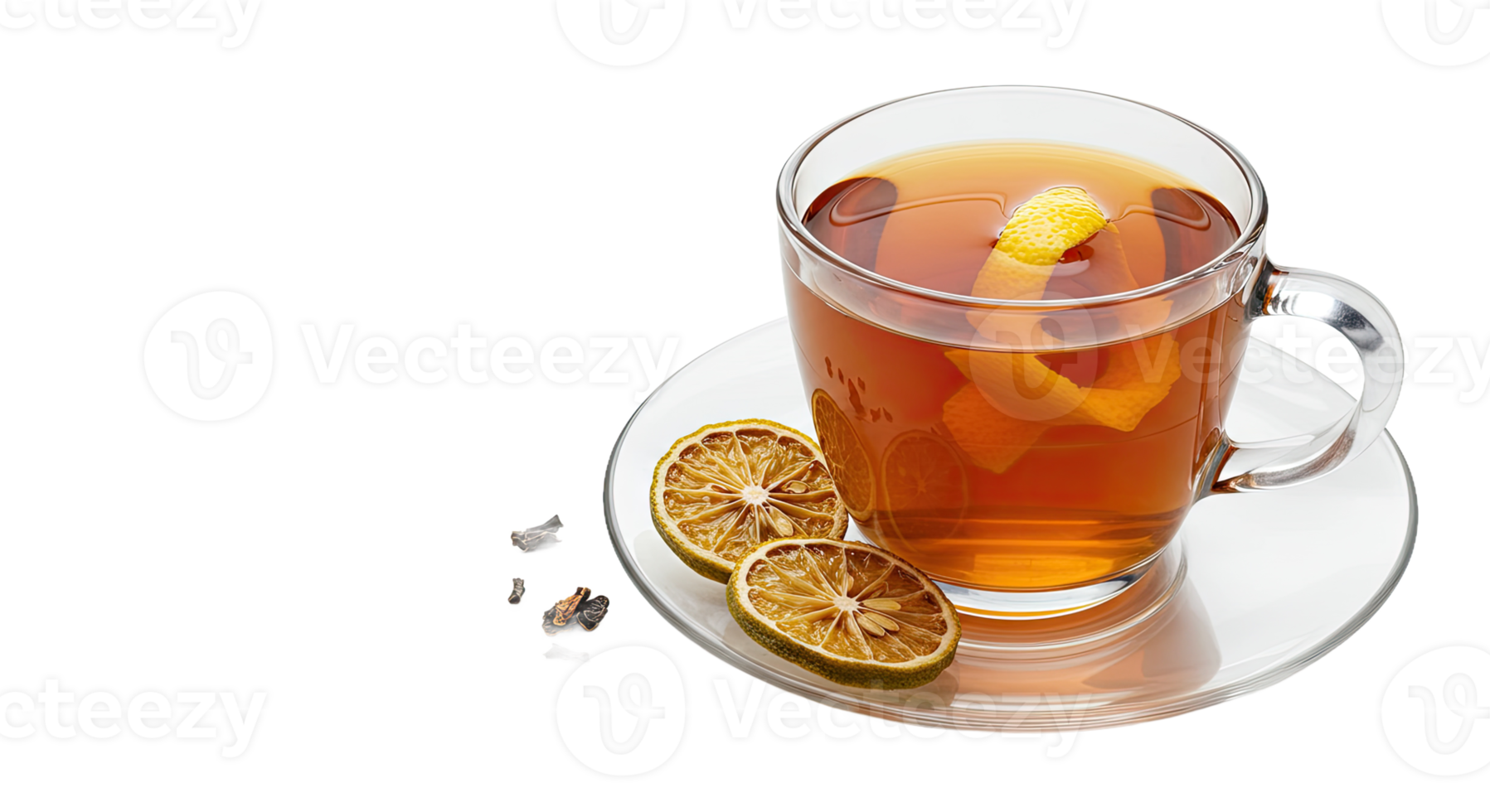 A glass of tea with lemon slices and a slice of orange png