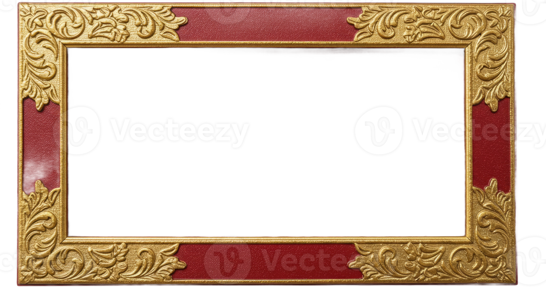 A red and gold frame with a gold border png