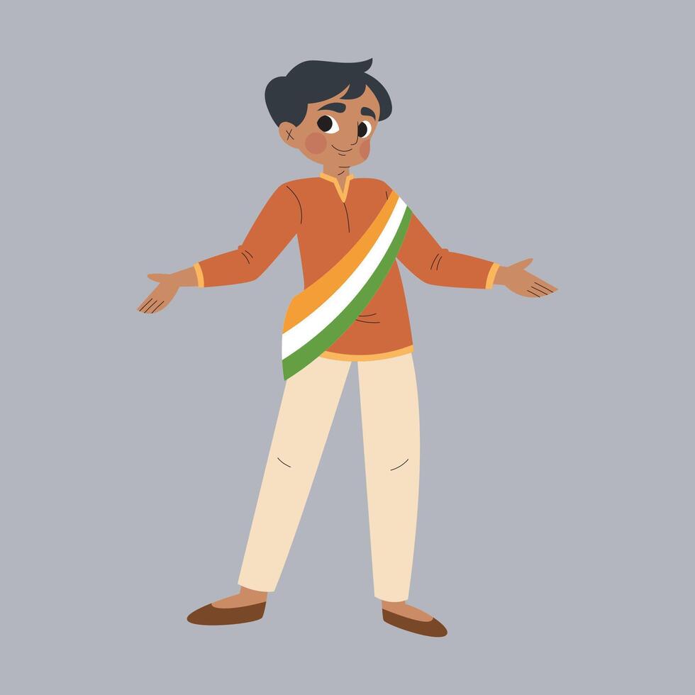 Standing India male character in flat design vector