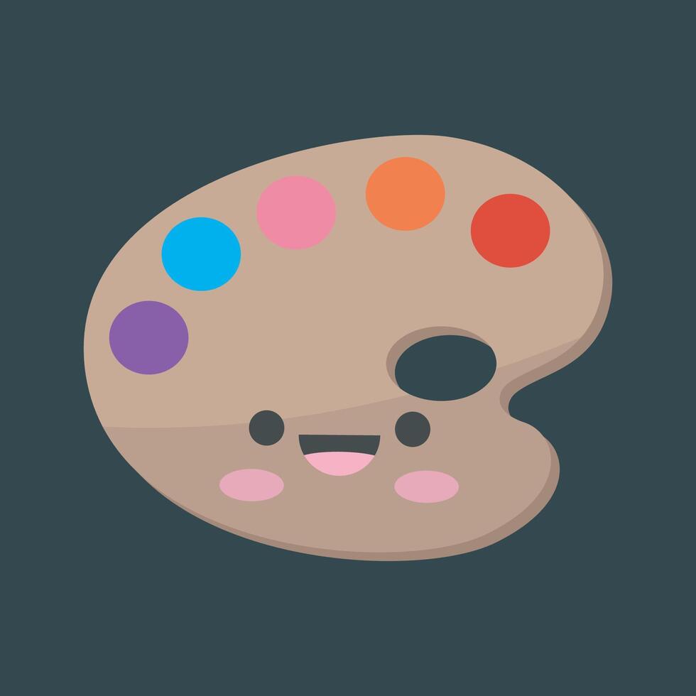 paint palette with cute cartoon face in flat design vector