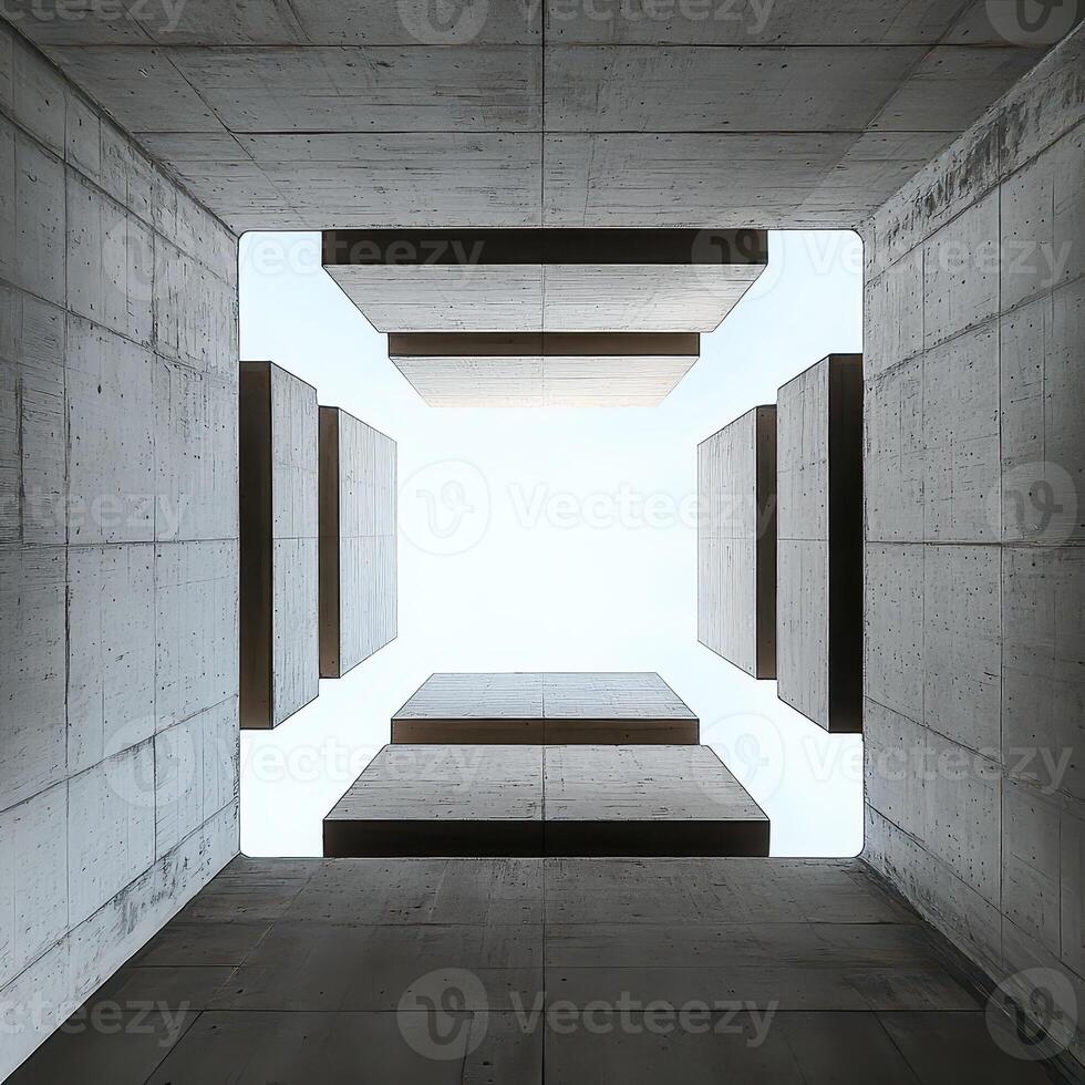 A view of the sky from inside a concrete building photo
