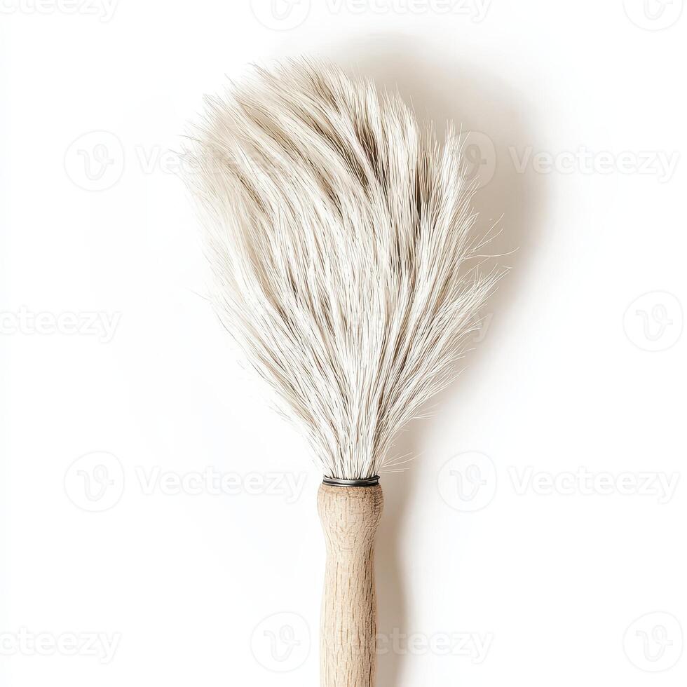 A white brush with a long white feather on it photo
