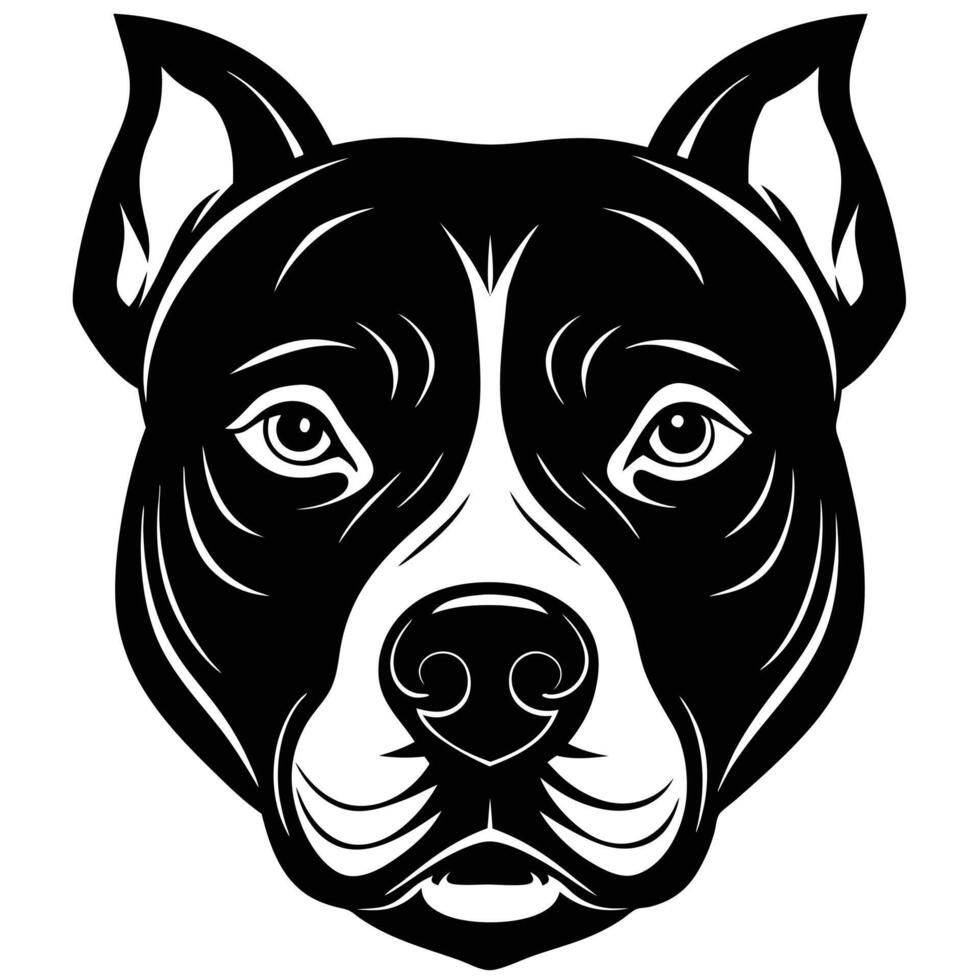 A black and white dog head with a big nose vector