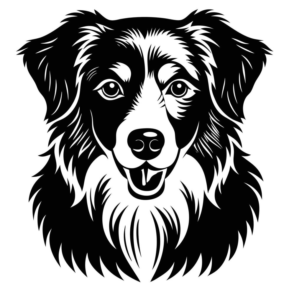A black and white drawing of a dog's head vector