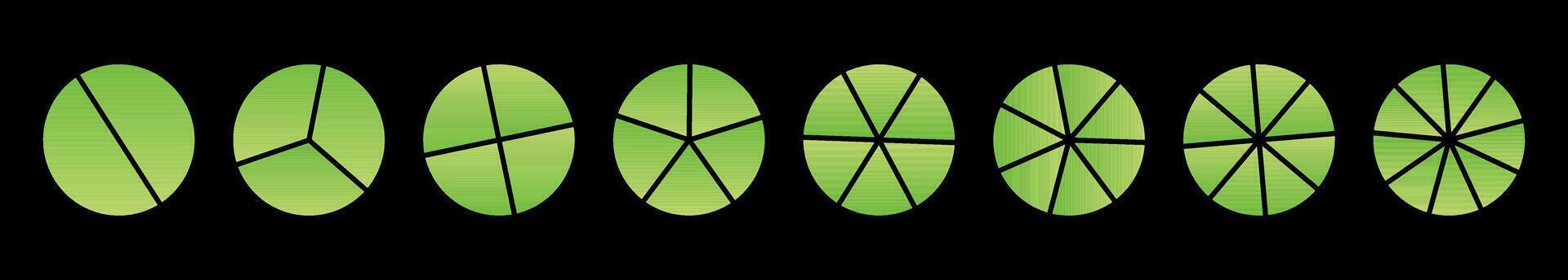 green 3D pie chart infographic, percentage donut diagram with divided sections, business analysis graph. Flat illustration isolated vector