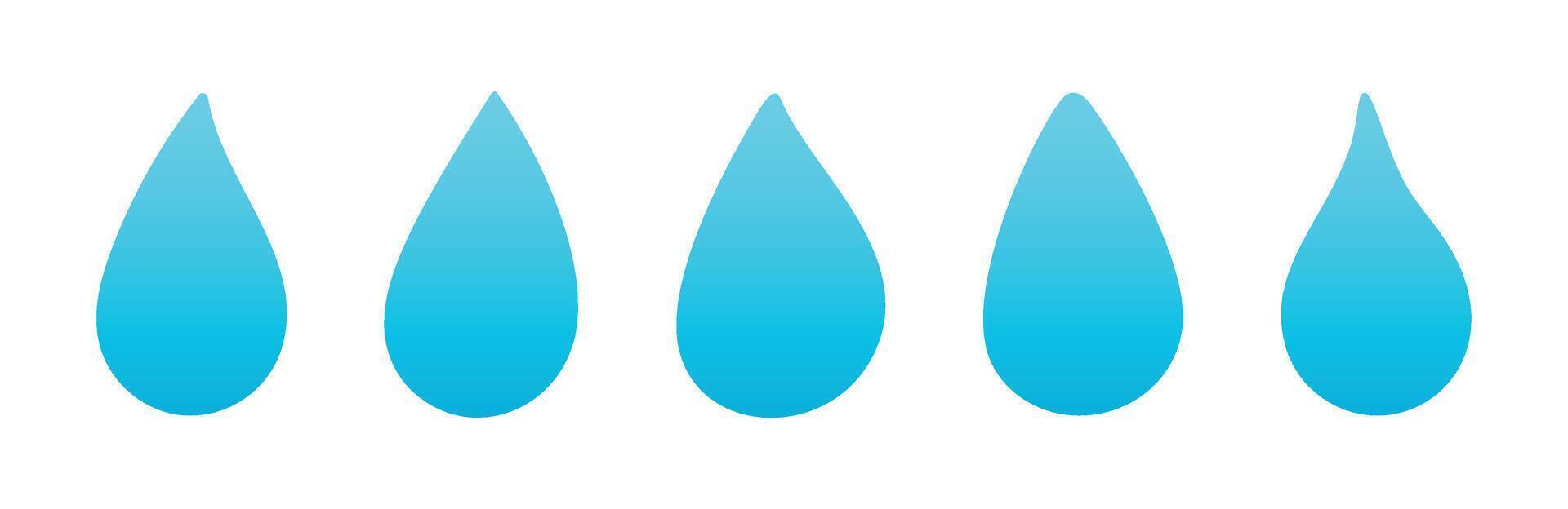 water droplet icon. Falling rain liquid drops set. Flat illustration isolated on white background. vector