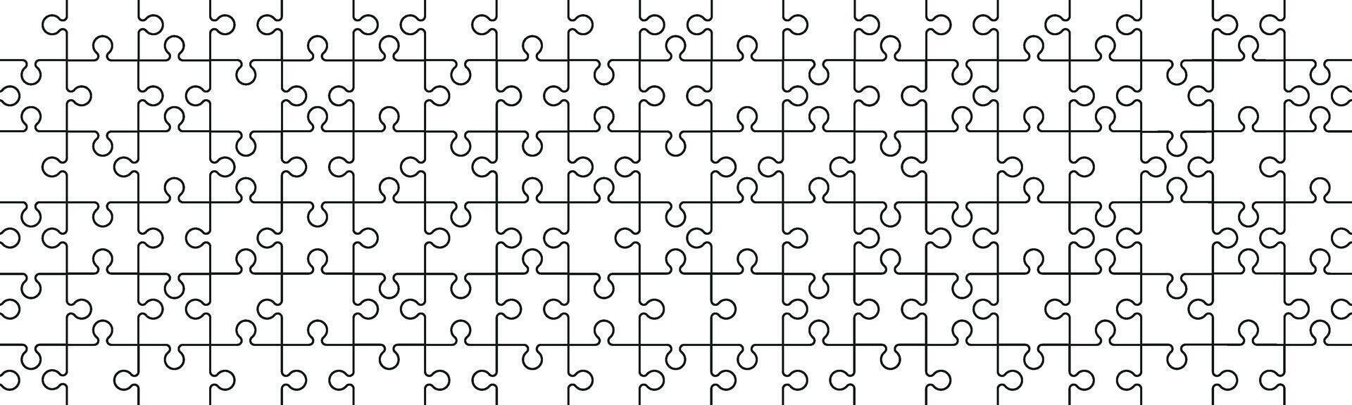 Jigsaw puzzle pieces pattern background., geometric square template with outline shapes. Flat illustration isolated on white vector