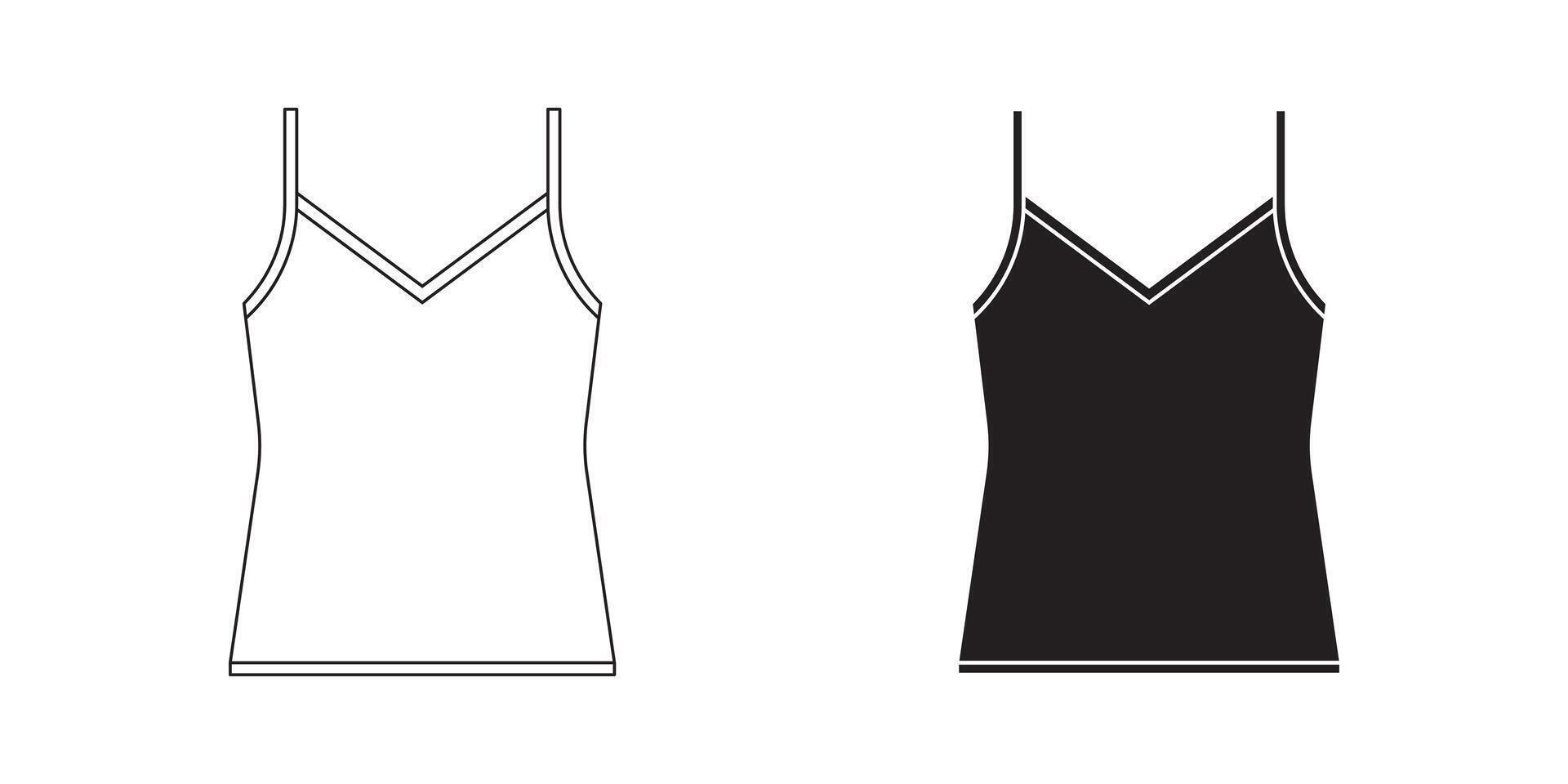 outline silhouette camisole icon set isolated on white background vector