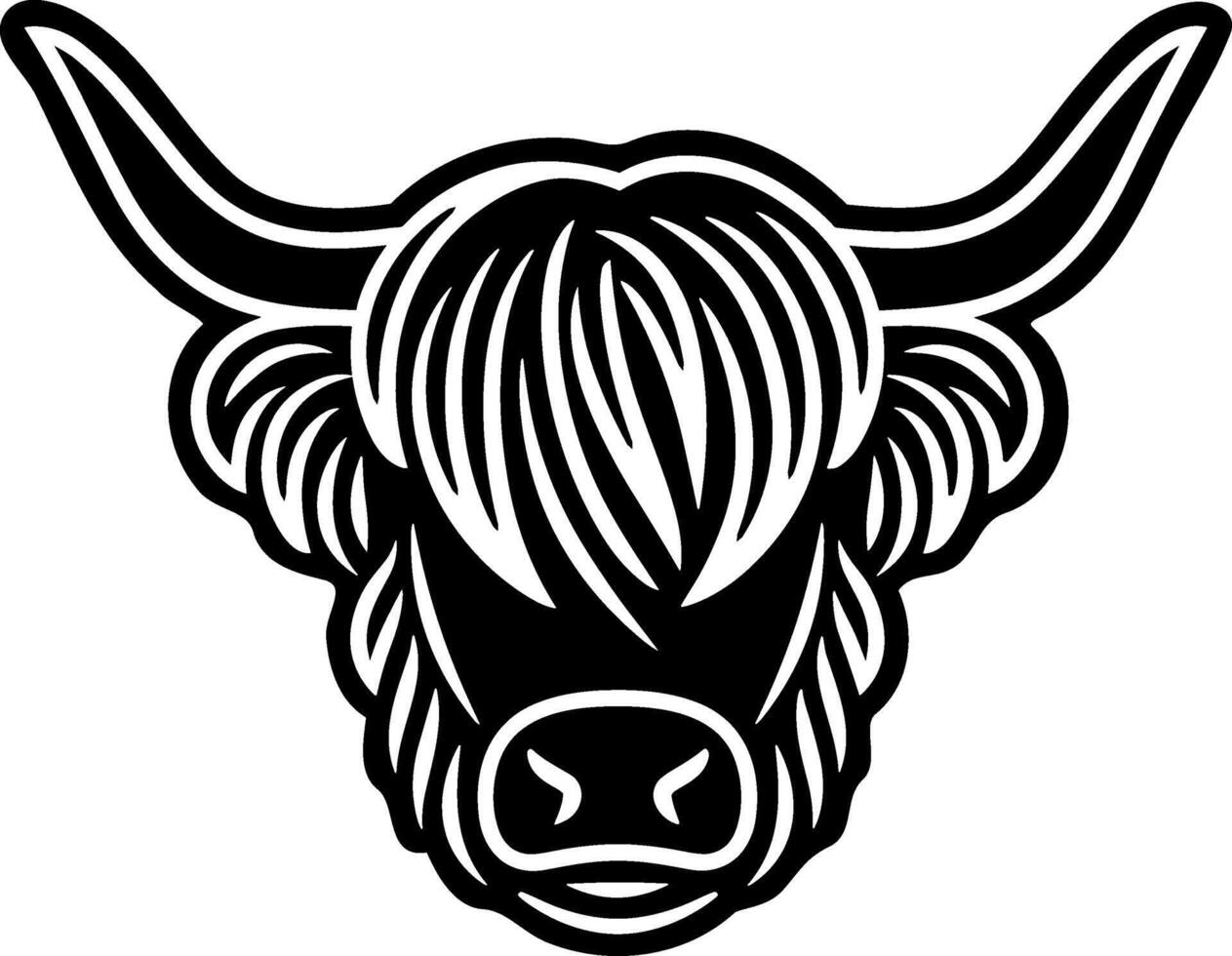 Highland Cow Face Reverse Silhouette vector