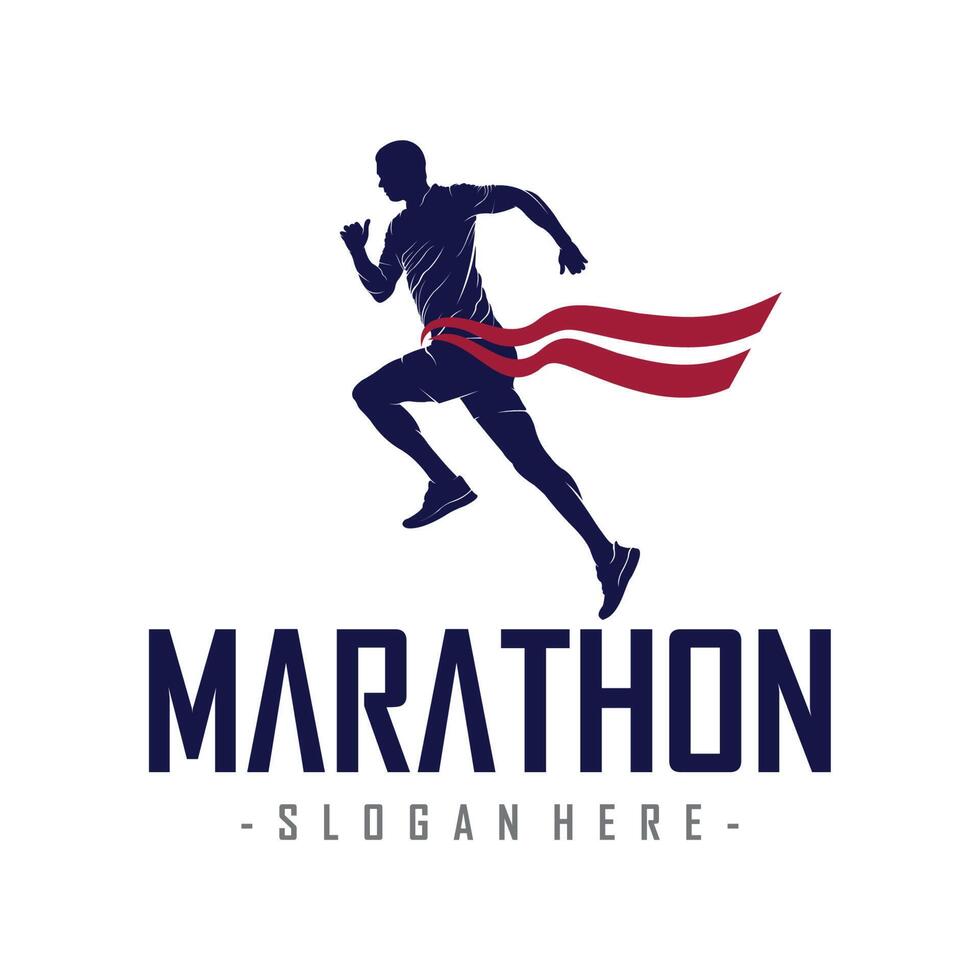 Running and Marathon Logo design illustration vector