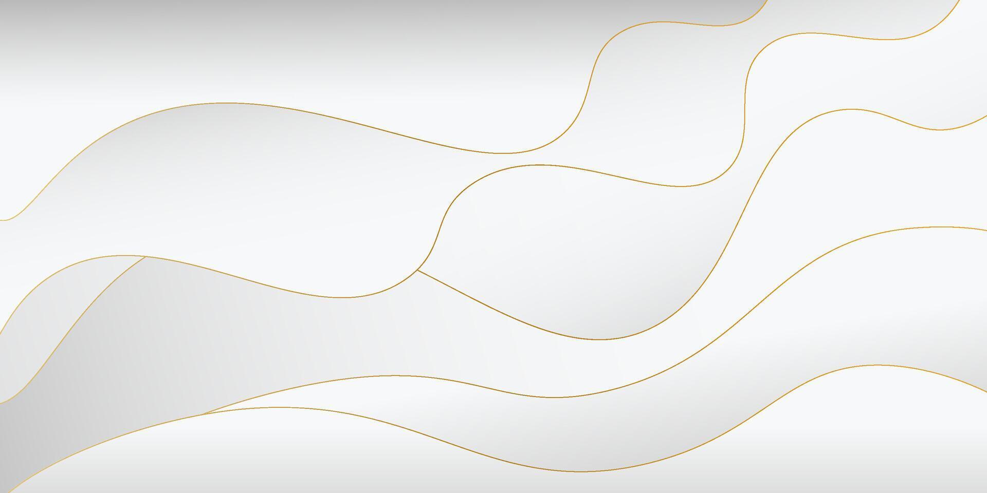 White geometric business banner design. Creative banner design with wave shape and gold lines as template. Simple design on horizontal banner. Eps10 vector