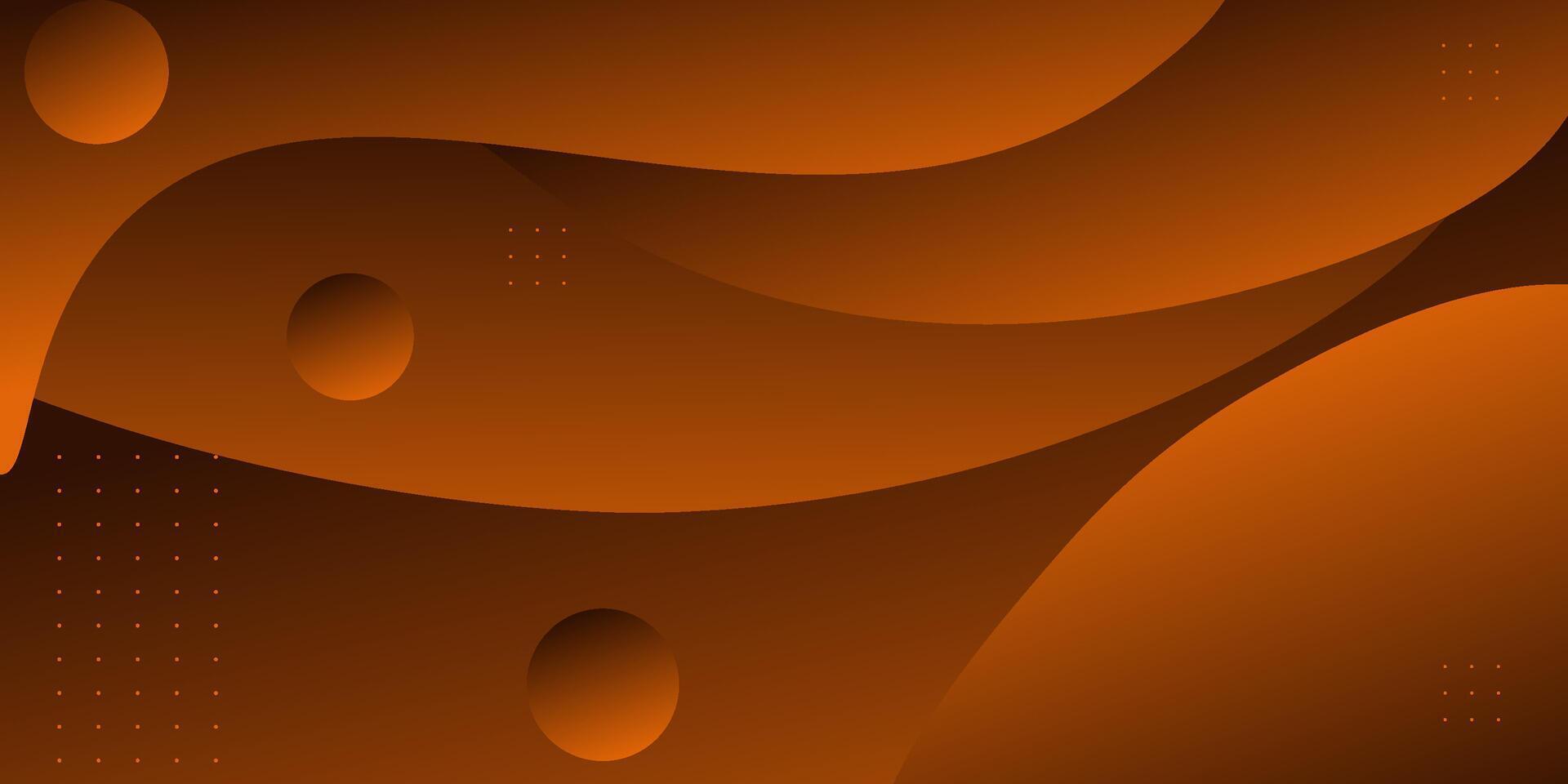 Abstract geometric dark orange wave 3D background. Wave color background and circle pattern. Liquid shape composition. eps10 vector