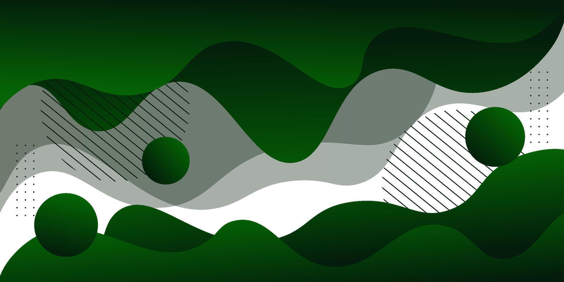 Abstract 3D wave background with green and white color combination. Curved banner pattern background design. Eps10 vector