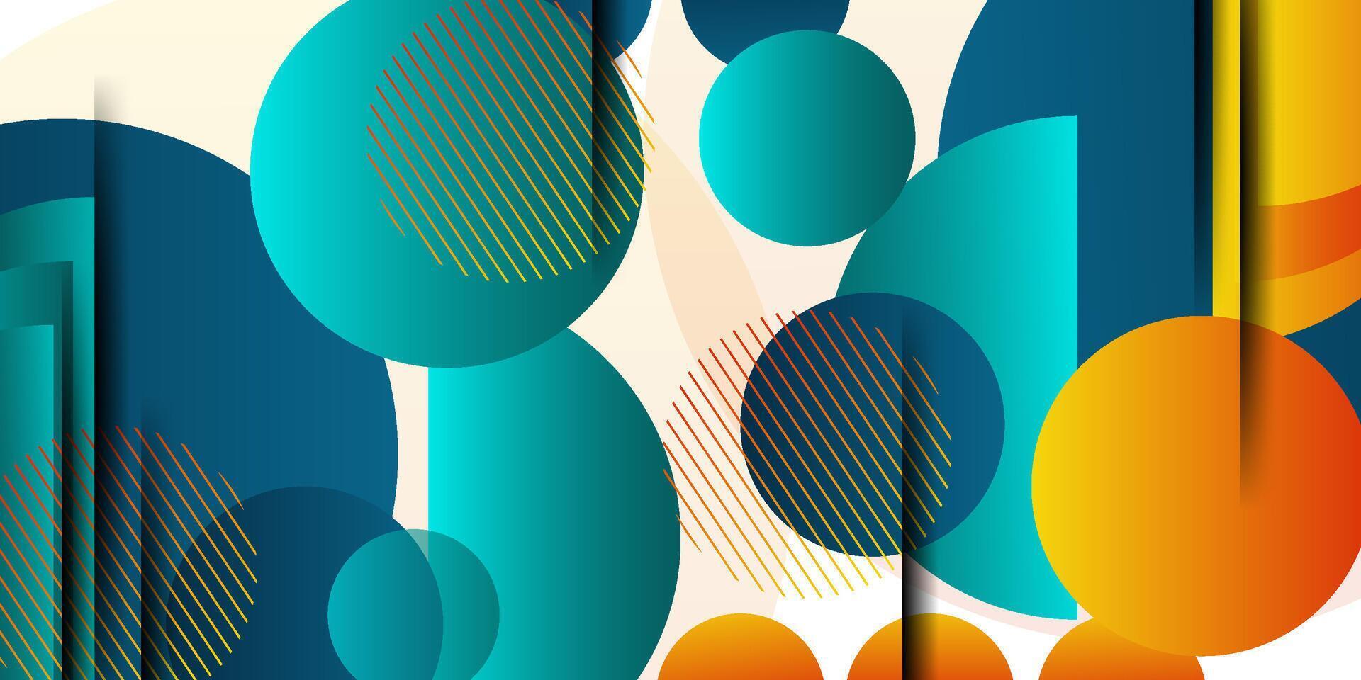 Abstract 3D background with colorful circle pattern elements on colored background. Eps10 vector