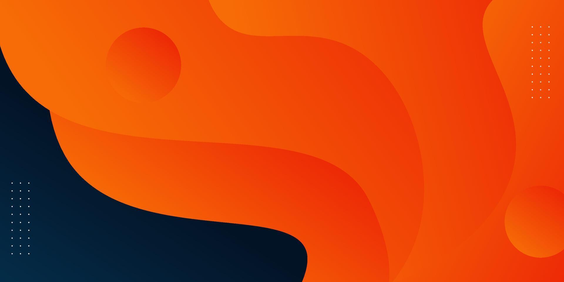 Modern dark blue orange geometric business banner design. Creative banner design with wave and circle shape as template. Simple horizontal banner. Eps10 vector