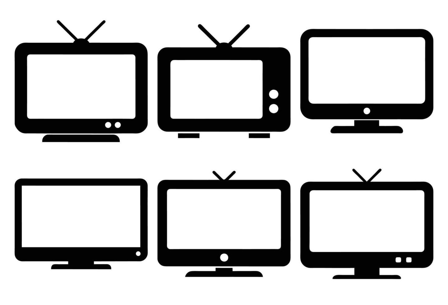 Collection of Retro and Modern Television Icons Set Illustration vector